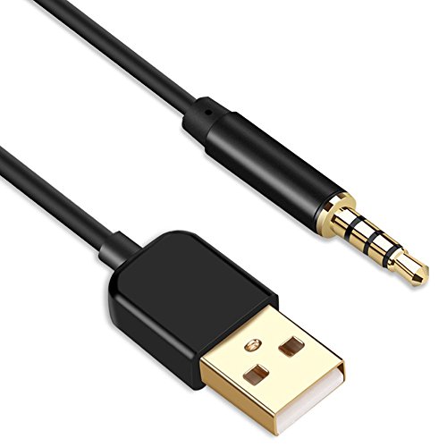 3,5 mm Klinke/Stecker auf USB Datenkabel für MP3 / MP4 PC Computer von AGPTEK, schwarz