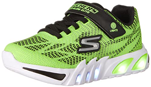 Skechers Flex-Glow Elite VORLO Sneaker, Lime Synthetic & Black Trim, 35 EU