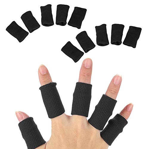 Finger Splint, Fingerschutzhülse, 10 Stücke Stretchy Flexible Finger Schiene Unterstützung Fingerschutz Sporthilfe Arthritis Band Wraps(Schwarz)