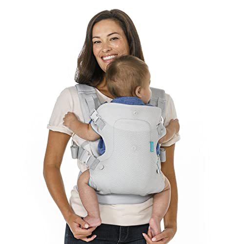 Infantino Flip Breathable 4-in-1 Light & Airy Convertible Carrier with Adjustable Waist Belt & Plush Straps, Light Grey