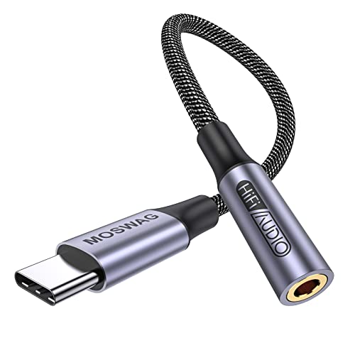 MOSWAG USB Typ C auf 3.5mm Kopfhörer Jack Adapter, Audio Adapter USB C auf Aux Dongle Kabel Kabel für Samsung Galaxy S21 S20 Ultra S20+ Note 20 10 S10 S9 Plus, Pixel 4 3 2 XL, ipad Pro und mehr