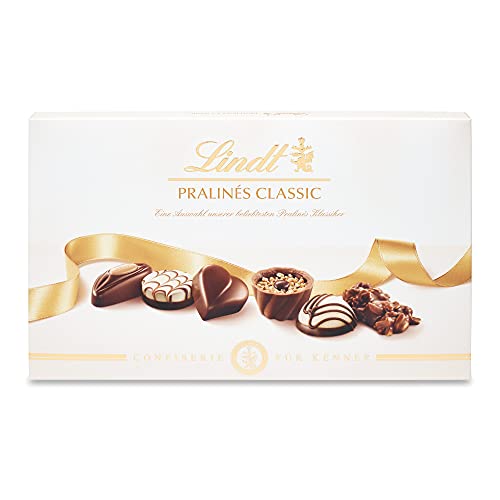 Lindt Schokolade - Pralinen Für Kenner Classic | 200 g | Pralinés-Schachtel mit 20 Pralinen in 11 köstlichen Sorten mit und ohne Alkohol | Pralinengeschenk | Schokoladengeschenk