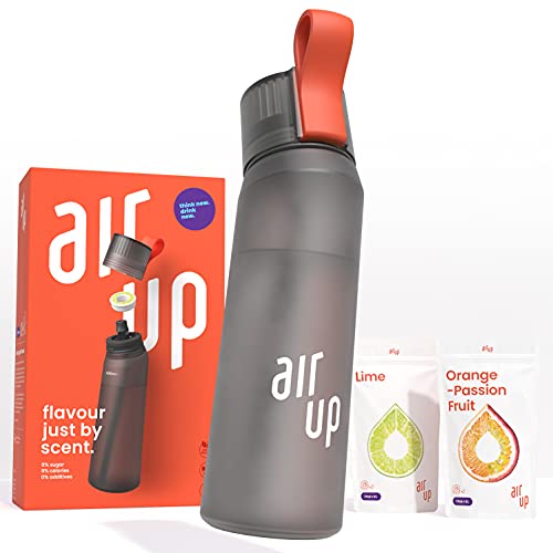 air up Starter-Set - 1 x Trinkflasche BPA-freies Tritan 650 ml 2 x Pods Geschmack Limette & Orange-Maracuja - Für Aromatisiertes Wasser 0 Zucker 0 Kalorien – Anthrazit