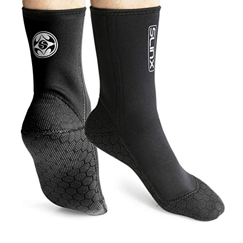 PAWHITS Neopren-Socken für Neoprenanzug 3 mm Thermosocken rutschfest für Herren und Damen zum Tauchen Schnorcheln Schwimmen Surfen Segeln Kajakfahren XL Schwarz