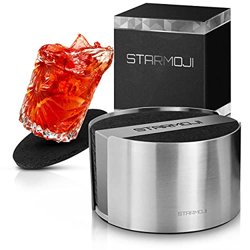 Starmoji® Premium Untersetzer für Gläser 10 STK inkl. Edelstahlbox 2.0 - stark saugfähige Filzuntersetzer rund, Modernes Glasuntersetzer Set Rund