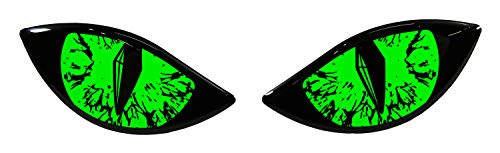 BIKE-label Aufkleber 3D Böse Augen für Auto Motorrad Roller Helm neon grün X910062VA