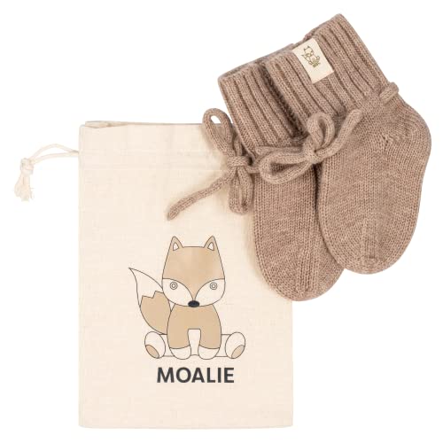MOALIE Babyschuhe von Merino Wolle (Kamel)