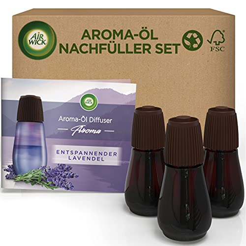 Air Wick Aroma-Öl Flakon - Duftöl Nachfüller Set für den Air Wick Diffuser - Duft: Entspannender Lavendel - 3 x 20 ml ätherisches Öl
