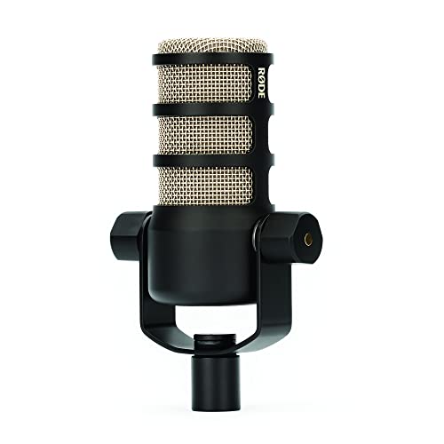 RØDE PodMic Dynamisches Mikrofon mit Rundfunkqualität mit integrierter Schwenkhalterung für Podcasting, Streaming, Spiele und Sprachaufnahmen, Schwarz