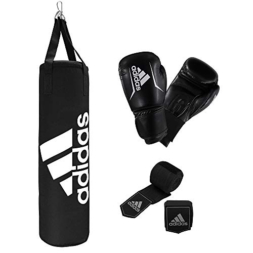 adidas Unisex – Erwachsene Boxing Kit Boxset, Schwarz, Boxsack: 80cm Handschuhe: 10oz