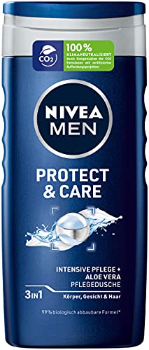 NIVEA MEN Protect & Care Pflegedusche (250 ml), feuchtigkeitsspendendes Duschgel mit Aloe Vera, milde Dusche für eine maskulin gepflegte Haut