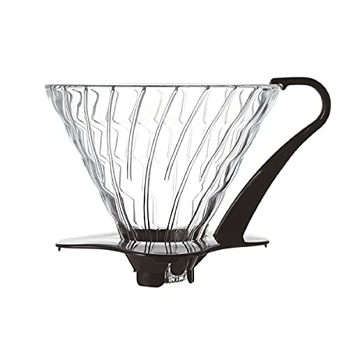 HARIO V60 Glass Kaffeefilterhalter, Glas, Schwarz, Size 3