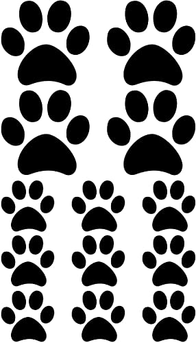 NewTeam Aufkleber für Hundepfoten, 13 Orme + Herz in Form eines Rampens. 4 Aufkleber 5 cm x 5 cm und 9 Aufkleber 3 cm x 3 cm + Herz 10 cm x 8,6 cm (schwarz)