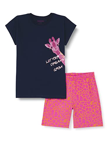 Schiesser Mädchen Schlafanzug Kurz Pyjamaset, dunkelblau, 164