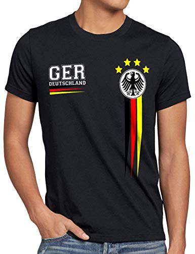 style3 Deutschland Herren T-Shirt EM 2021 2022 Germany Fußball Europameisterschaft Trikot, Größe:M, Farbe:Schwarz
