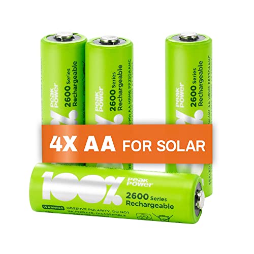 Solar Akku AA | 4 Stück AA Akku für Solarlampen NiMH 1,2 Volt (1,2V) | wiederaufladbare Batterien für Solarleuchten