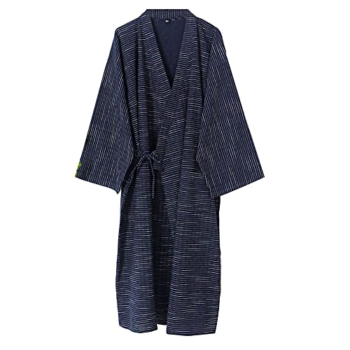 un-brand Japanische Kimono-Doppelgaze-Baumwollrobe für Herren in Übergröße Zen-Kleidung Taoistische Kleidung (Größe XL, B1)