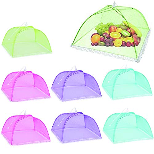 JiaHome 8 Stück Faltbar Abdeckhauben für Lebensmittel,Mesh-Screen Essen Cover Zelte, für Essen Lebensmittel Grill Partys Buffets Camping Picknicks