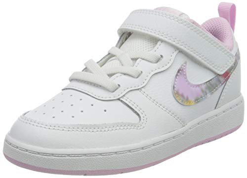 Nike Baby-Jungen Court Borough Low 2 SE (TDV) Sneaker, White/Multi-Color-Light Arctic Pink, 19.5 EU