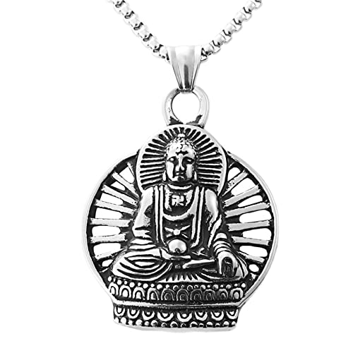 HCMA Buddhismus Buddha Gold Silber Farbe Titan Stahl Männer Halskette Anhänger Kette für Freund Männlichen Schmuck Kreativität Geschenk