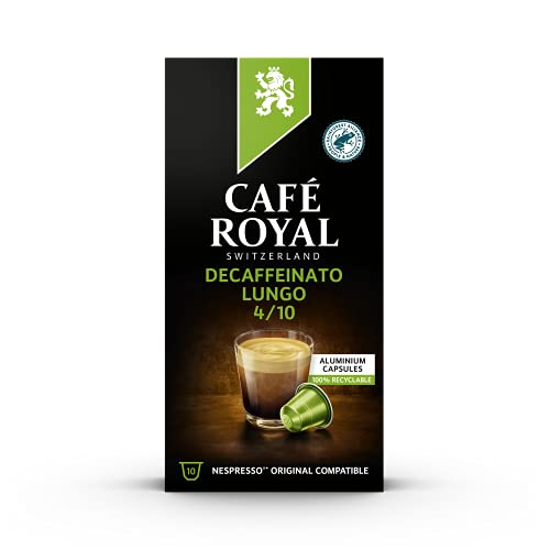 Café Royal Lungo Decaffeinato 100 Nespresso®* kompatible Kapseln (aus Aluminium, Intensität 4/10) 10er Pack (10 x 10 Kaffeekapseln)