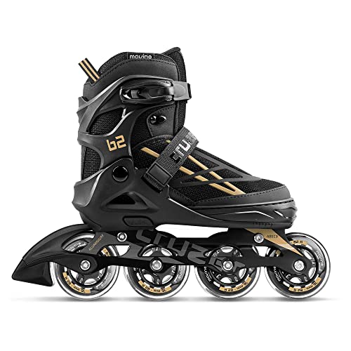 Movino Inline Skates | Cruzer B2 | Verstellbare Rollschuhe | Inline-Skates | L (38-41) | ABEC9-Lager | große Räder 80 mm | Dreistufiges Befestigungssystem: Schnalle, Schnürsenkel und Gürtel