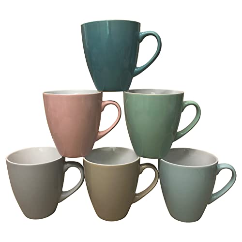 Doriantrade Kaffeebecher Groß 6 Stück Bunt XXL Tassen 500ml aus Keramik Pastell Kaffee Becher Tasse 6er Set