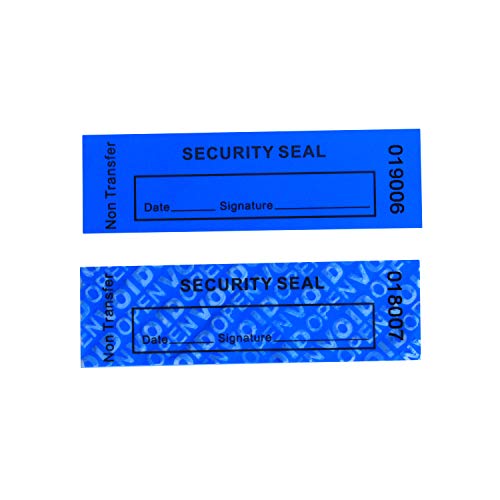 100 Stück Nicht-transfer Typ Sicherheitsetiketten VOID Sticker, TamperSeals Group - Siegeletiketten Sicherheitssiegel Tamper Evident Security Seal (Blau, 25 x 85 mm, Seriennummer)