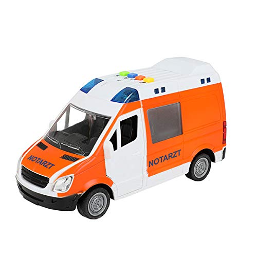 Toi-Toys Krankenwagen Spielzeug Auto - Rettungswagen mit Licht und Ton - Deutsche Ambulanze Spielzeugauto für Jungen und Mädchen ab 3 Jahren - Inklusive Batterien