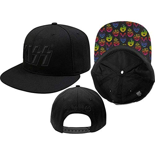 KISS Neon Faces Official Mens Black Baseball Cap One Size Snap Back