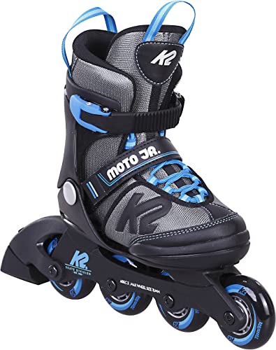 K2 Inliner Kinder 35-40 Moto JR Inline Skates größenverstellbare Rollerskates (größenverstellbar von 35-40, schwarz/blau)