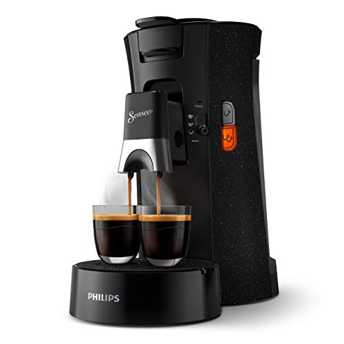 Philips Domestic Appliances Senseo Select ECO CSA240/20 Kaffeepadmaschine - Kaffeestärkewahl Plus Memo-Funktion aus recyceltem Plastik schwarz/gesprenkelt