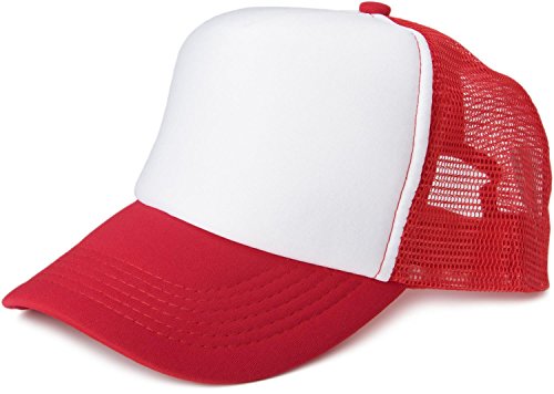 styleBREAKER 5 Panel Mesh Cap, Trucker Baseball Cap, Basecap, verstellbar, Unisex 04023007, Farbe:Weiß-Rot