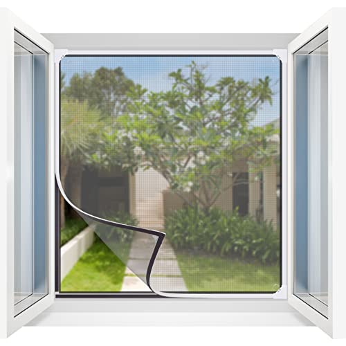 Fliegengitter Fenster Magnet,Scherbarer Fliegengitter für Fenster Max Größe 130 x 150cm， Glasfasernetz Einfache Installation Verhindert das Eindringen von Insekten/Fliegen/Moskitos in den Raum