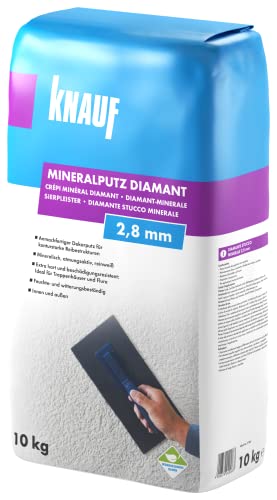 Knauf Mineralputz Diamant 2,8-mm Körnung – mineralischer Dekor-Putz, als Decken-, Wand-Belag oder Außen-Putz, kratzfest und witterungsbeständig, Weiß, 10-kg