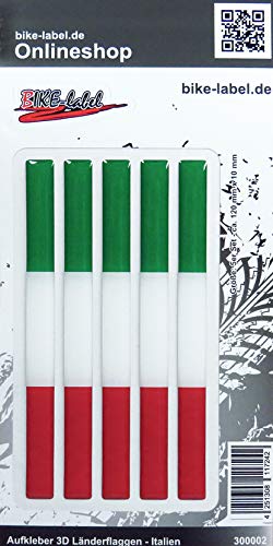 BIKE-label 300002N Aufkleber 3D Länder-Flaggen Italien Italy 5 Stck je 120 x 10mm