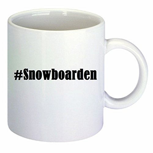 Kaffeetasse #Snowboarden Hashtag Raute Keramik Höhe 9,5cm ? 8cm in Weiß