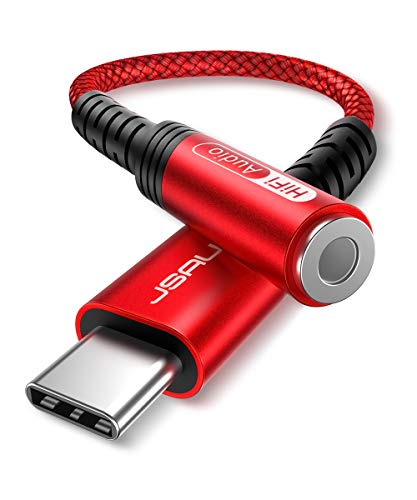 JSAUX USB C Kopfhörer Adapter Aux, USB C auf 3.5 Klinke Adapter Audio für Samsung S22/S21/S20/S20 FE/Note20/Note10, Huawei P40/P30 Pro/P20/P20 Pro, Mate40/30/20 Pro, Pixel 4/3, OnePlus 8/7 Rot