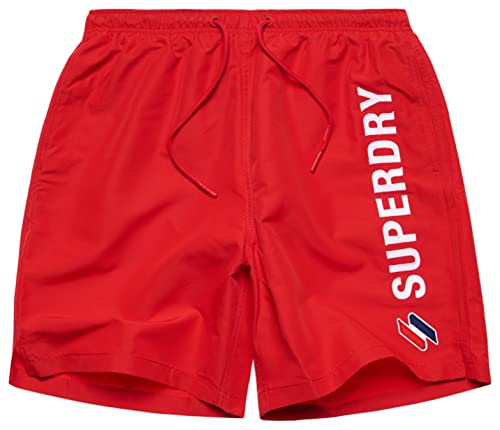 Superdry Herren Code Applque Badehose, 48,3 cm Boardshorts, Risk Red, X-Large