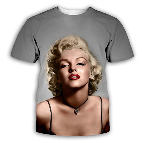 RKWEI Herren T-Shirt 3D Marilyn Monroe Print Frauen Kurzarm Tops Bluse T-Shirt Persönlichkeit Neuheit Lässig Sommer Quick Dry Jungen und Mädchen