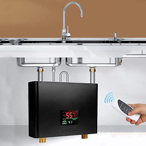 Tankless Durchlauferhitzer Elektrisch,CEIEVER Tankless Shower Warmwasserbereiter mit LED-Anzeige 220V 3000W Sofortiger elektrischer Durchlauferhitzer für die Dusche im Badezimmer (Schwarz)