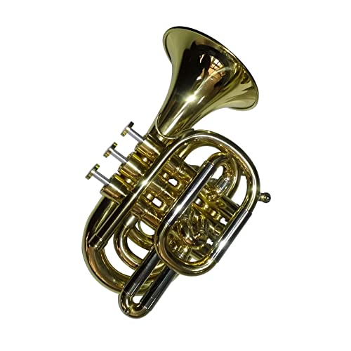 KERREY Professionelle Bb-Mini-Trompete Standardmessing Professionelle Goldlack-Taschentrompete Ton Bb Mini-Taschentrompete
