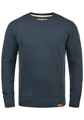 !Solid Trip O-Neck Herren Sweatshirt Pullover Pulli Mit Rundhalsausschnitt Und Fleece-Innenseite, Größe:L, Farbe:Insignia Blue Melange (8991)