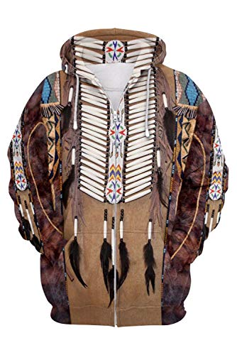 Bilicos Herren Damen Kapuzenjacke Pullover mit Kapuze Sweatjacke Zip-Up Hoodie Indian Ethnic Elements XL