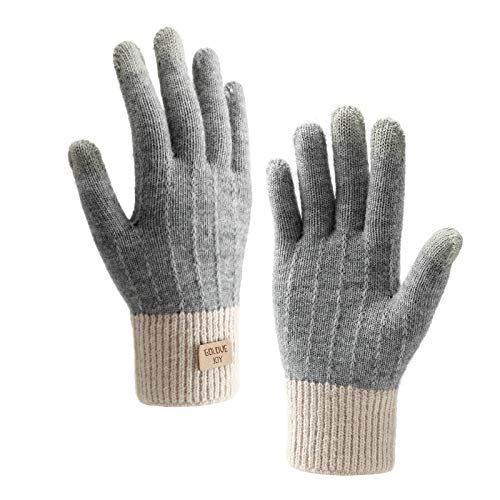Homealexa Winterhandschuhe Touchscreen Handschuhe Strick Fingerhandschuhe Sport Warm und Winddicht Winterhandschuhe für Skifahren Radfahren und SMS, Geeinget für Damen und Herren (Grau)