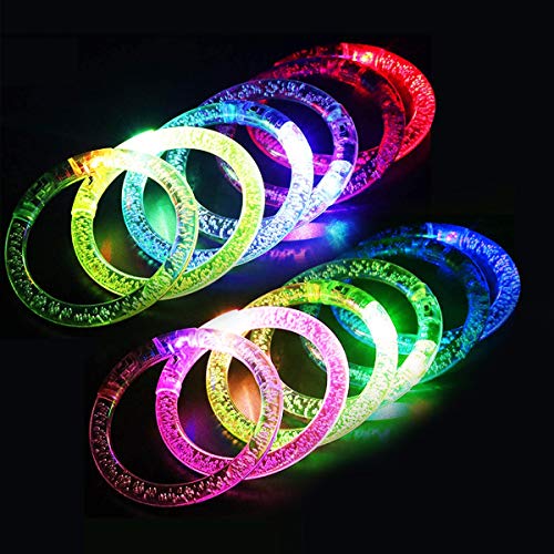 Vockvic 12 Stück LED Armband Set, 6 Farbe blinkende Leuchtstäbe, Bunt Knicklichter Leuchtarmbänder für Weihnachten, Hallowen, Party, Musikfestival, Bars