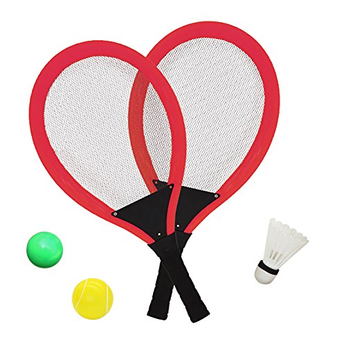 YIMORE Kinder Tennisschläger Badminton Schläger mit 2 Bälle Softball Tennis Spiel Set Kinderspielzeug ab 3 4 5 Jahren