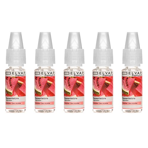 5x10ml Spar-Paket | Elvapo Premium Plus E-LIQUID | Mit extra starkem Geschmack | 42 GESCHMACKSRICHTUNGEN | Wassermelone | 50ml für E-Zigaretten und E-Shishas | 0,0 mg (nikotinfrei)
