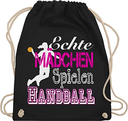 Shirtracer Handball EM 2022 Trikot Ersatz - Echte Mädchen Spielen Handball weiß - Unisize - Schwarz - handball - WM110 - Turnbeutel und Stoffbeutel aus Baumwolle