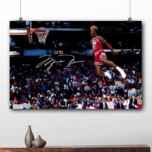 LIZHIOO Basketball-Plakat, Michael Jordan Fliegender Dunk-Bildwand, Sportstern-Plakat, Wohnzimmer Wandmalerei, Dekoration (Rahmenlos) (Size : 60x90cm no Frame)
